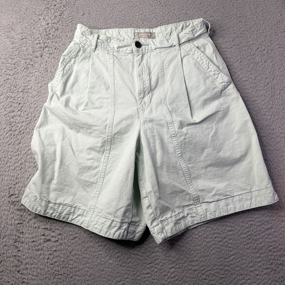 Everlane 4 Tourist Shorts Ice Blue High Rise Rolled Hem Summer Travel Comfort